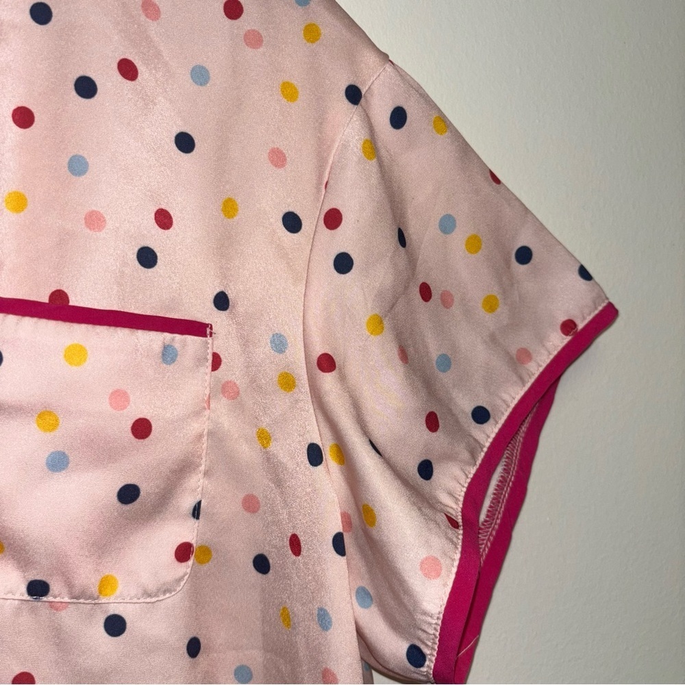 summersalt Pink Polka Dot Short Pajama Set with Multicolor Dots - Picture 6 of 14